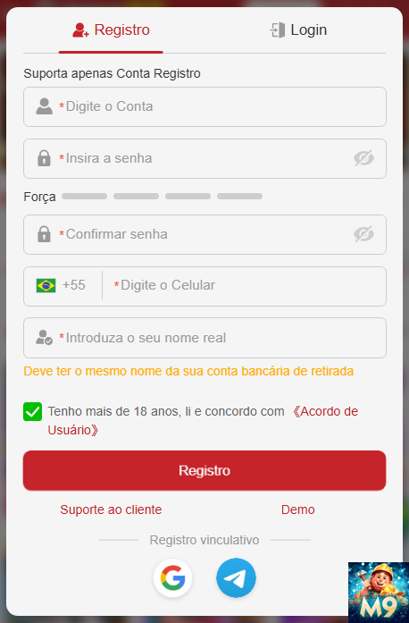 Experiência de Jogos m9game.com